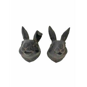 Bunny Head Wall Mount Pair Rabbit Figurine Frontgate Brand Spring Easter Decor
